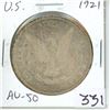 Image 1 : U.S. 1921 Morgan Silver Dollar. Philadelphia Mint. AU-50.
