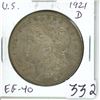 Image 1 : U.S. 1921D Morgan Silver Dollar. Denver Mint. EF-40.