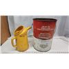 Image 3 : 5 gal Co-op oil pail and plastic oil pitcher