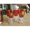 Image 4 : red glass decanter and 5 mathching cups