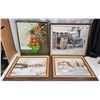 Image 1 : 4 large framed paintings - 25"x21" & cowboy - 28"x24"