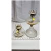 Image 1 : Pair of clear glass oil lamps, no chimney - round