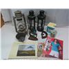 Image 1 : Lot of Collectibles: Antique Farm Lantern, Insulators, Sears magazines (2000's), SAD irons, etc.