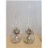 Image 1 : 2 coal oil lamps & chimneys