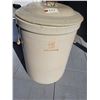 Image 1 : 15 Gallon open crock with handles and original lid (hairline crack on lid)