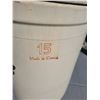 Image 2 : 15 Gallon open crock with handles and original lid (hairline crack on lid)