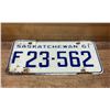 Image 1 : 1961 Saskatchewan farm license plate