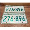Image 1 : Pair of 1970 Saskatchewan license plates