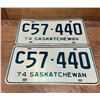 Image 1 : Pair of 1974 Saskatchewan license plates