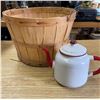 Vintage Tin Kettle w/ Basket