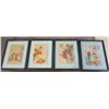 Image 1 : set of 4 wooden Asian style pictures - 15.5"x11.5"