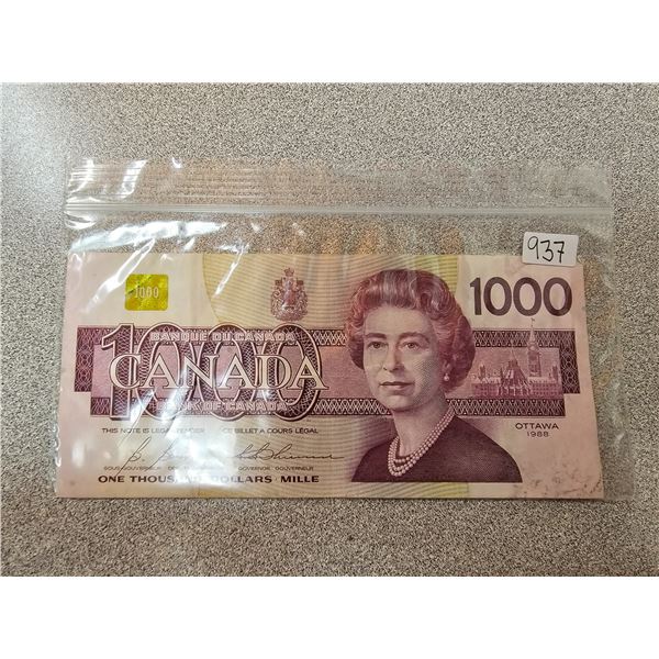 1000 00 Note 1988 Canada One Thousand $1000.00 bill - discontinued bill, hard to ...