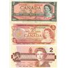 Image 1 : Lot of three Canadian two dollar $2.00 bills - 1954, 1974, 1986