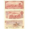 Image 2 : Lot of three Canadian two dollar $2.00 bills - 1954, 1974, 1986
