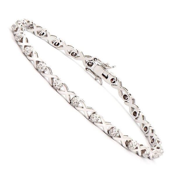 Plated Rhodium 0.2cts Diamond Bracelet