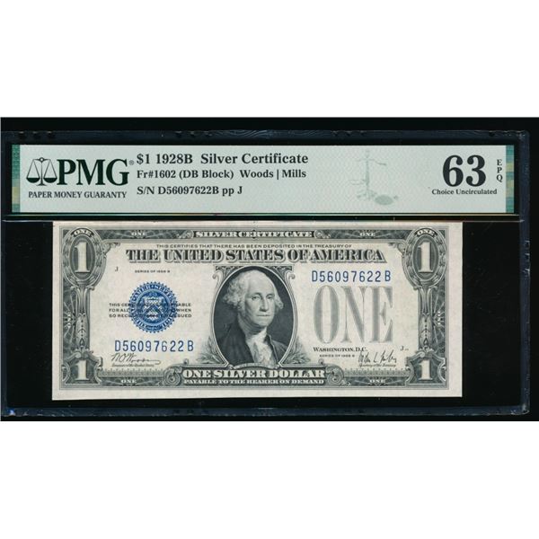 1928B $1 Silver Certificate PMG 63EPQ