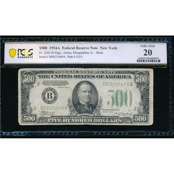 1934A $500 New York FRN PCGS 20