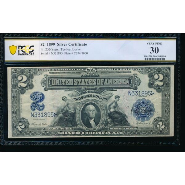 1899 $2 Mini Porthole Silver Certificate PCGS 30