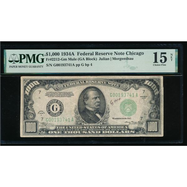 1934A $1000 Chicago FRN PMG 15NET