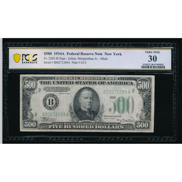1934A $500 New York FRN PCGS 30