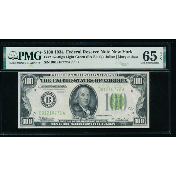 1934 $100 New York FRN PMG 65EPQ