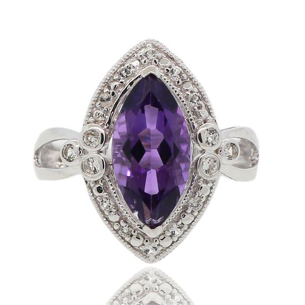 2.39 ctw Amethyst and 0.24 ctw Topaz Silver Ring