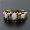 Image 2 : Antique Victorian 18K Yellow Gold Round & Oval Cabochon Opal Diamond Band Ring
