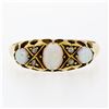 Image 3 : Antique Victorian 18K Yellow Gold Round & Oval Cabochon Opal Diamond Band Ring