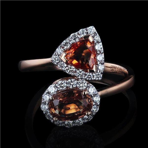 1.72 ctw Orange Sapphire and 0.36 ctw Diamond 18K Rose Gold Ring