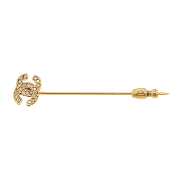 Chanel Gold CC Rhinestone Brooch