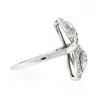 Image 5 : Vintage 14k White Gold 0.84 ctw Round Baguette Cut Diamond Pear Leaf Bypass Ring