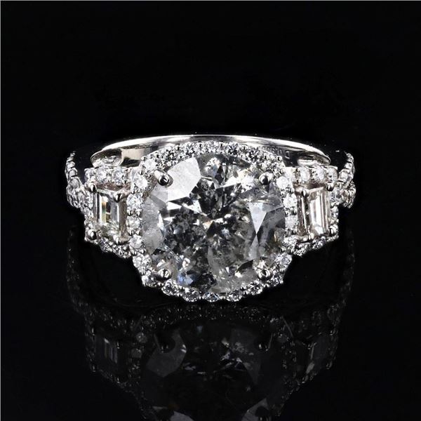 4.05 ctw CENTER Diamond Platinum Ring (4.97 ctw Diamonds)