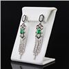 Image 1 : 1.89 ctw Emerald and 3.33 ctw Diamond 18K White Gold Earrings