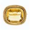 Image 1 : Antique 14K Rosy Yellow Gold 20 ctw Cushion Bezel Citrine Scale Pattern Pin Broo
