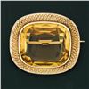 Image 2 : Antique 14K Rosy Yellow Gold 20 ctw Cushion Bezel Citrine Scale Pattern Pin Broo