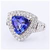 Image 2 : 3.38 ctw Tanzanite and 0.97 ctw Diamond 14K White Gold Ring