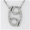 Image 4 : NEW 16" 14k White Gold 0.48 ctw Pave Round Diamond Zodiac Cancer Pendant Necklac