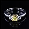 Image 1 : 0.67 ctw Fancy Intense Yellow VVS2 CLARITY CENTER Diamond 18K White and Yellow G