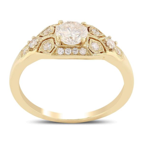 0.50 ctw SI2 CLARITY CENTER Diamond 18K Yellow Gold Ring (0.68 ctw Diamonds)