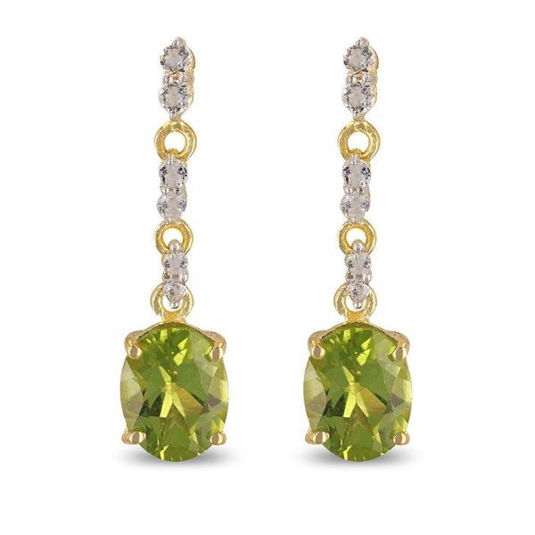 2.80 ctw Oval Peridot and 0.40 ctw White Topaz Earrings