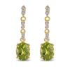 Image 1 : 2.80 ctw Oval Peridot and 0.40 ctw White Topaz Earrings