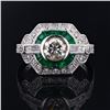 Image 1 : 1.04 ctw Diamond and 1.26 ctw Emerald Platinum Ring (1.62 ctw Diamonds)