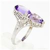 Image 8 : Antique Art Deco 14k White Gold Dual Purple Amethyst Etched Filigree Bypass Ring