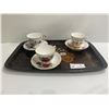 Image 1 : Three Assorted Teacups And Serving Tray