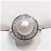 Image 1 : S358-101 SILVER FRESHWATER PEARL CZ RING