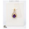 Image 1 : #80-UNHEATED PURPLE AMETHYST & CZ PENDANT