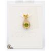 Image 1 : #101-UNHEATED GREEN PERIDOT & CZ PENDANT