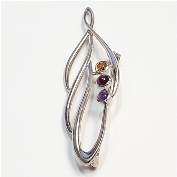 S358-107 SILVER AMETHYST GARNET PENDANT