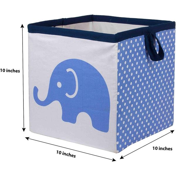 NEW BACATI ELEPHANT BLUE/GREY STORAGE BOX SMALL