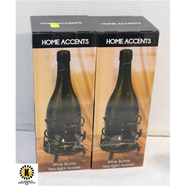 2 HOME ACCENTS PATIO WINE BOTTLE TEA-LITE HOLDER